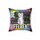 Thumbnail: Close-up of vibrant cat illustration on square throw pillow