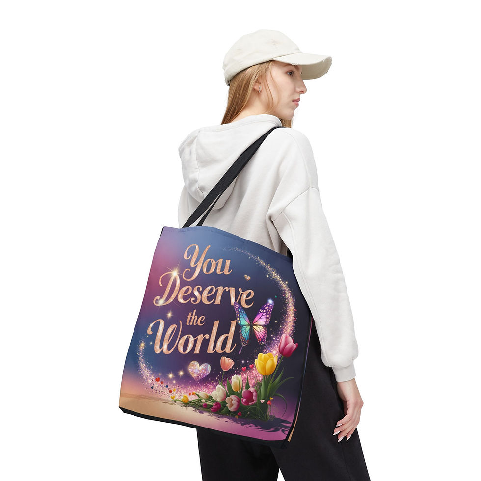 Thumbnail: you deserve the world motivational tote bag