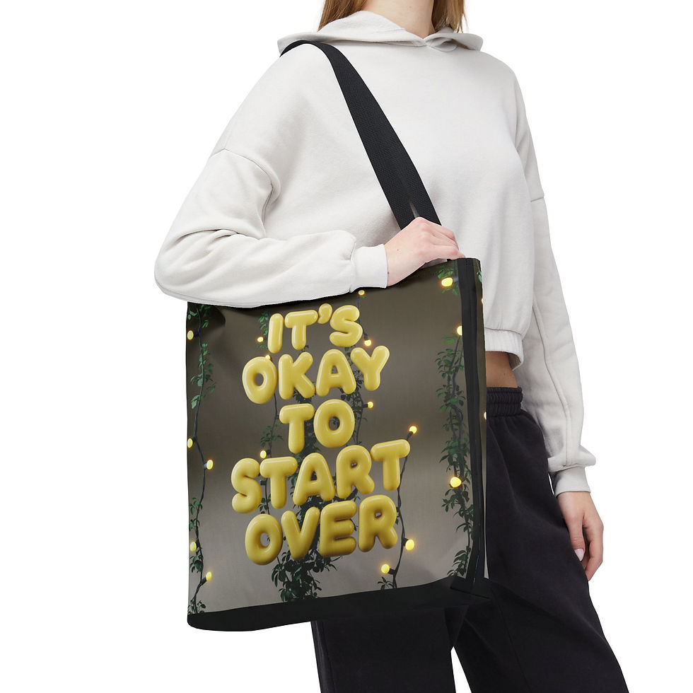 Thumbnail: Tote bag with motivational quote “It’s Okay to Start Over”