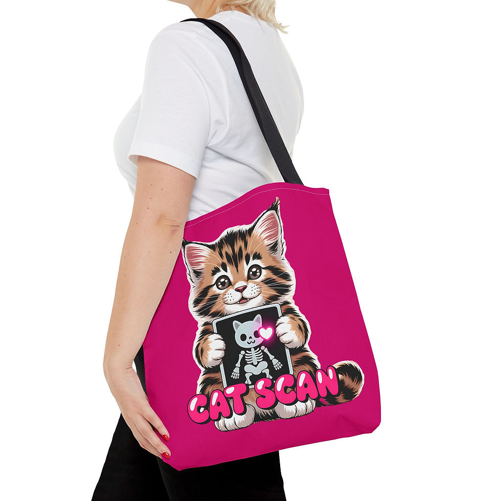 Thumbnail: Cat Scan Tote Bag – Fluffy Maine Coon Pink Edition