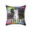 Thumbnail: Close-up of vibrant cat illustration on square throw pillow