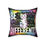 Thumbnail: Close-up of vibrant cat illustration on square throw pillow