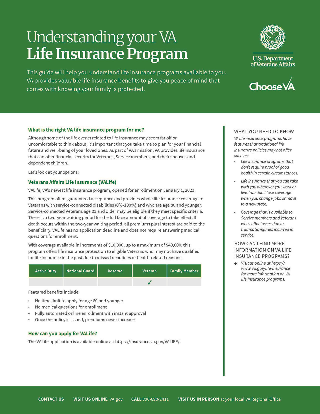 Understanding your VA life insurance program (PDF)