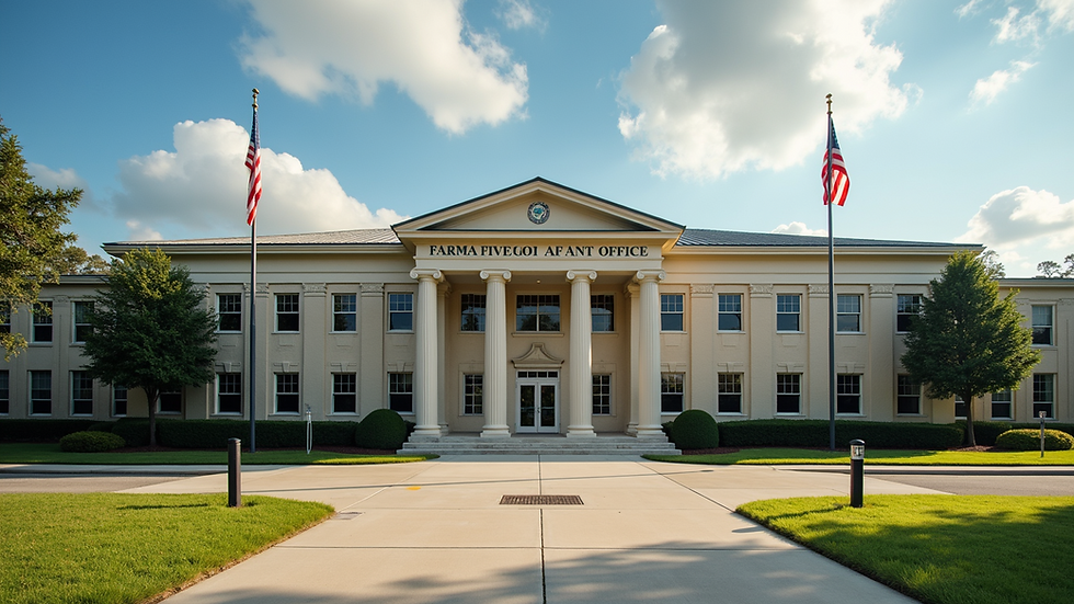 Eye-level view of Louisiana state veterans affairs office building