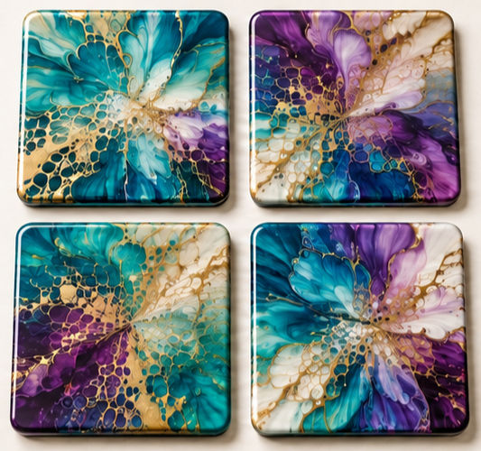 Fluid Acrylics: Coasters