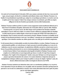 Lillee Jean Trueman Communiqué de presse officiel du 3 janvier 2026