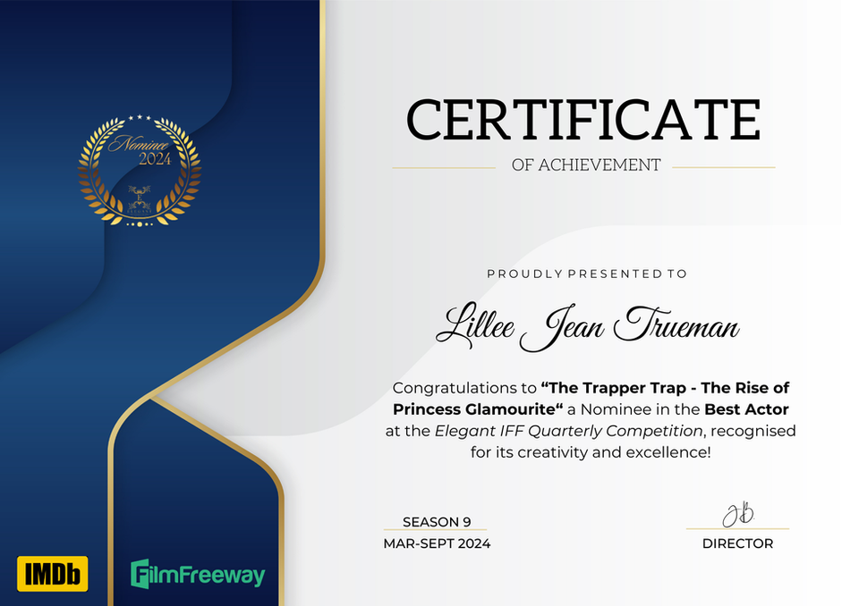 Film Festival - The Trapper Trap: The Rise of Princess Glamourite - Director Lillee Jean Trueman Award