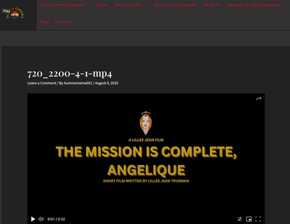 Film Festival - The Mission is Complete, Angelique - Director Lillee Jean Trueman Award