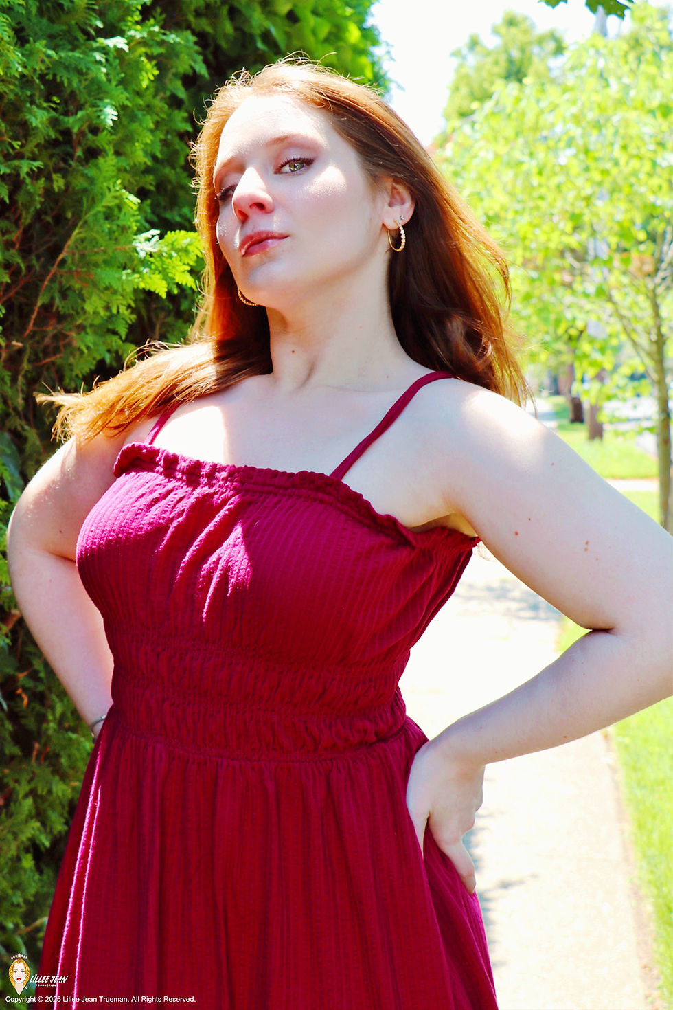 Lillee Jean Trueman Sizzles in Summer Magenta Sun Dress Editorials