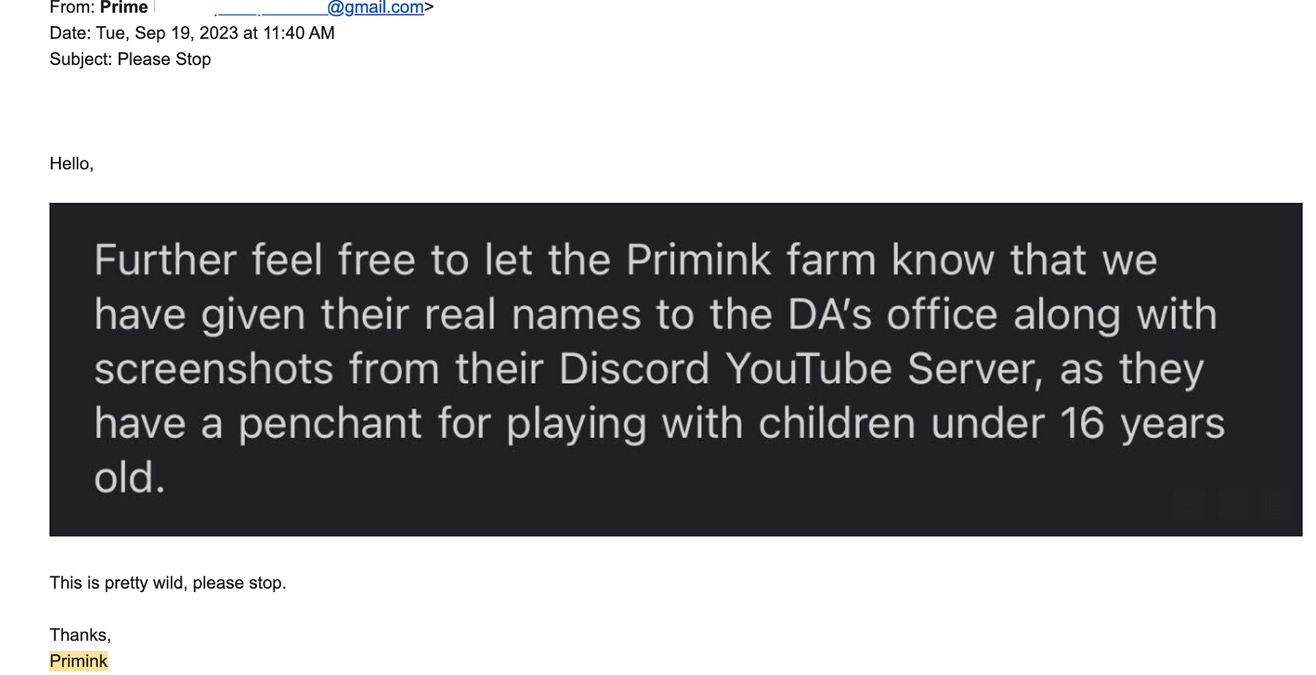 His email to my team.