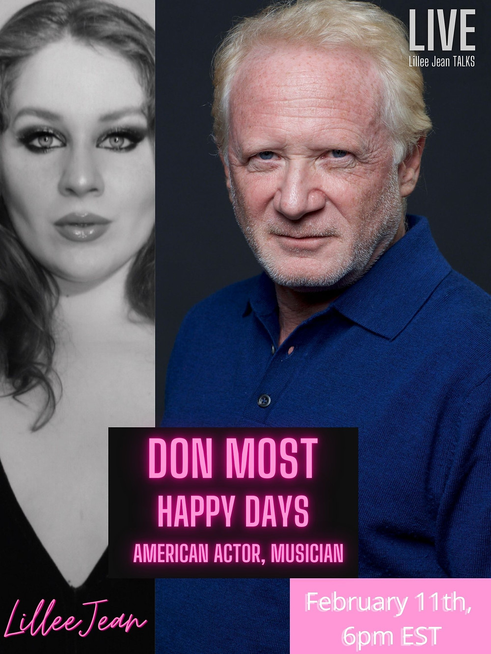 Lillee Jean TALKS! Live - Don Most - Happy Days | American Actor & Singer (February 11th, 6pm EST)