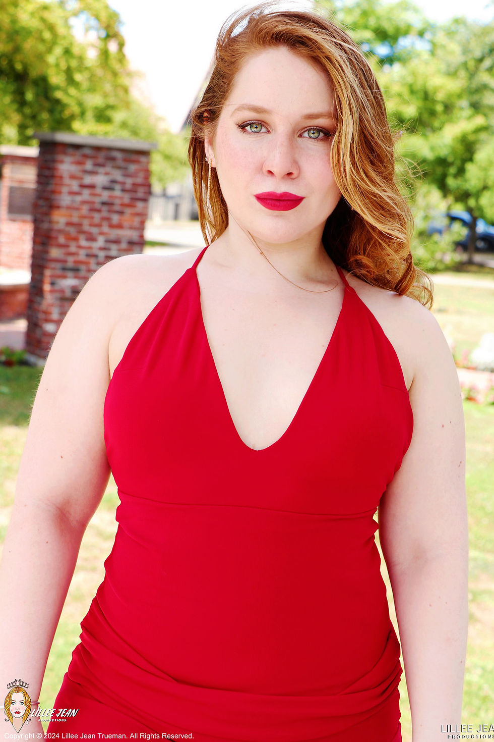 Official Photos of Actress Lillee Jean From Our Private Lives Film in Sexy Red Dress