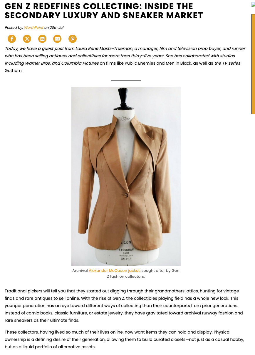 Laura Rene Marks-Trueman Published on WorthPoint: Gen Z Redefining Collecting Official 2026
