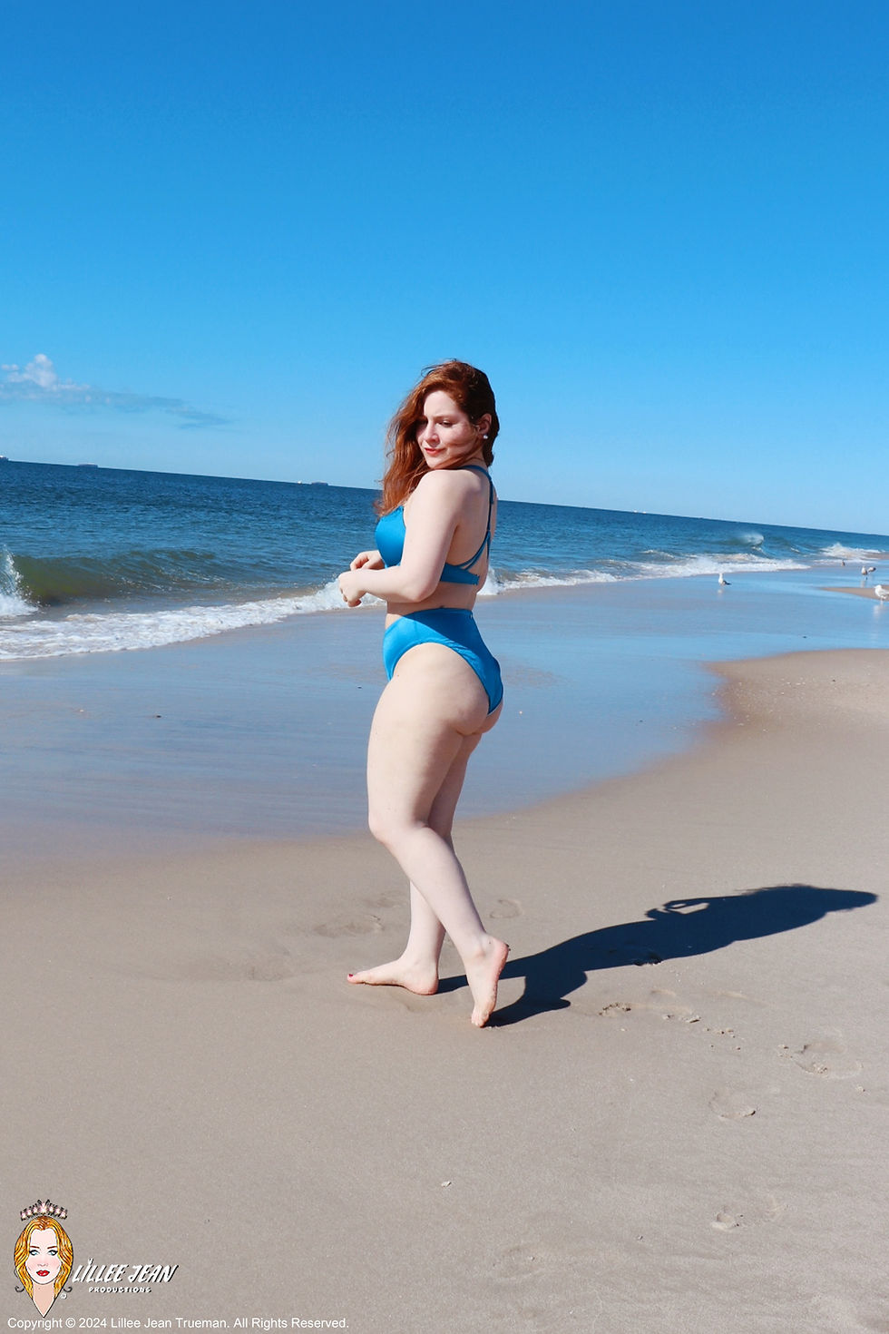 Lillee Jean Blue Bikini On Beach In New York 2022