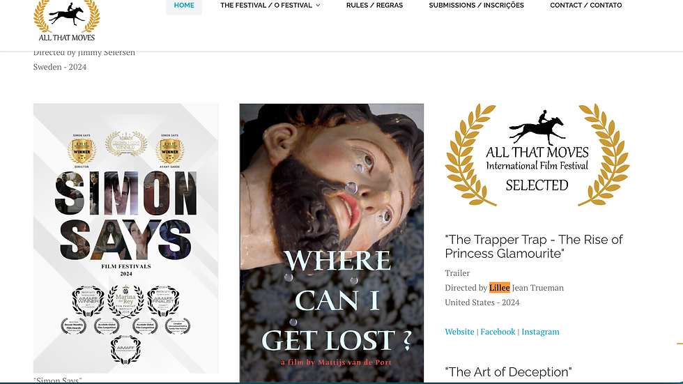 'Best Trailer' at All That Moves Film Festival for The Trapper Trap Lillee Jean