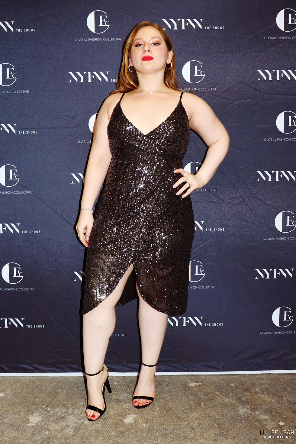 Lillee Jean Steals the Show in Silver Sequin Dress for NYFW