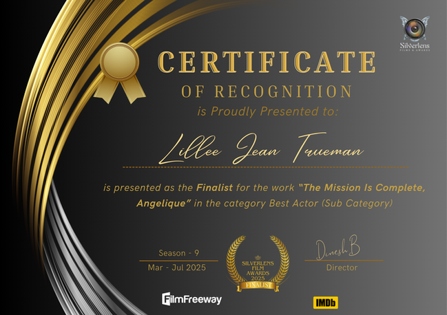 Film Festival Award - The Mission is Complete, Angelique