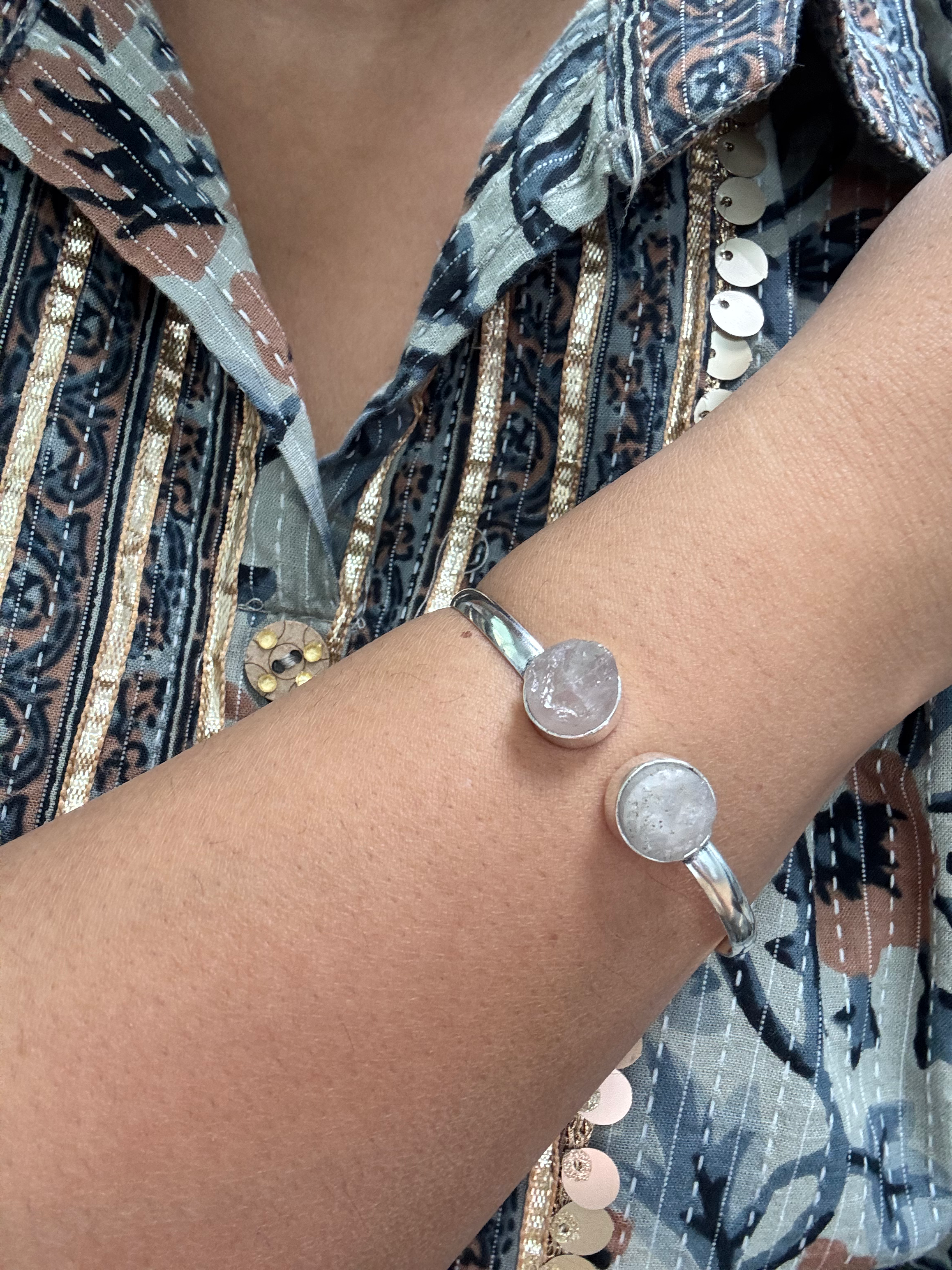 Rose Quartz and Moonstone Bangle