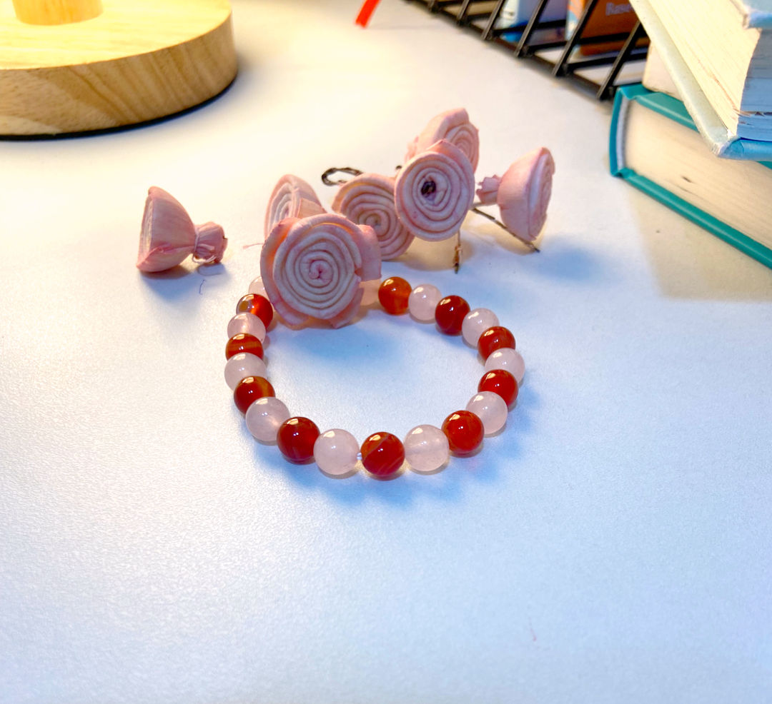 Carnelian and Rose Quartz Bracelet