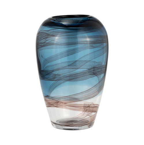 9" Glass Swirl Vase Blue