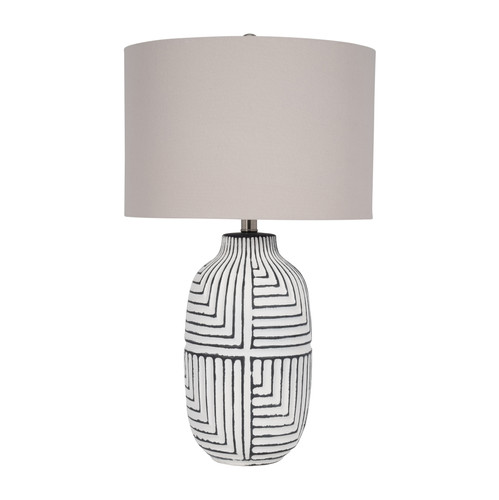 26" Ceramic Tribal Textured Lamp White