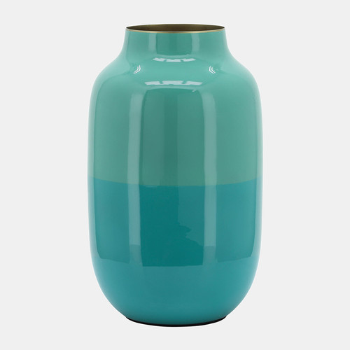 12" Metal Urn Vase Green designerdecorinc