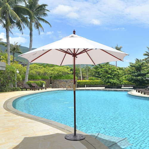9' Wooden Umbrella w. Sunbrella Shade