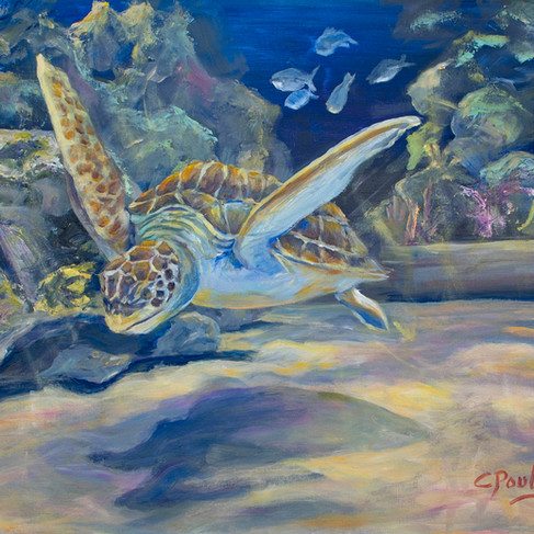 Painting of a sea turtle