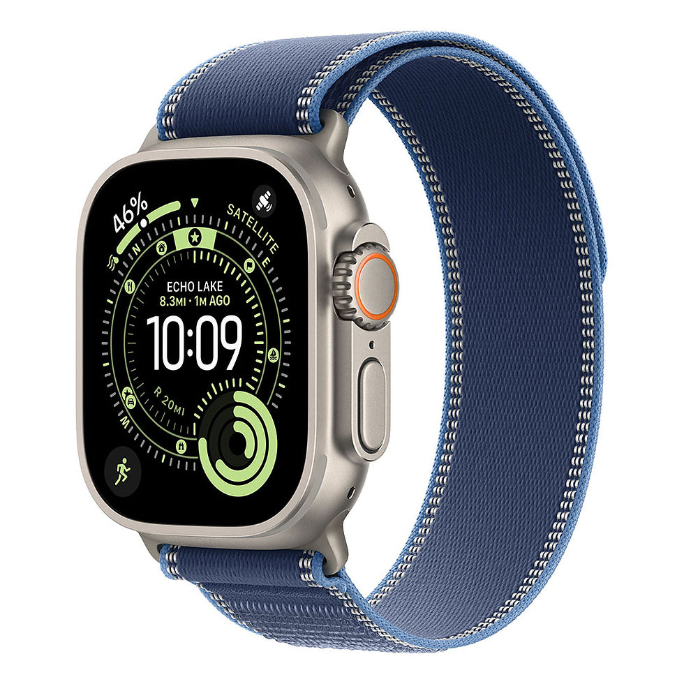 Miniatură: Apple Watch Ultra 3 Cellular 49mm titan Natural, Trail Loop Blue/Bright Blue M/L