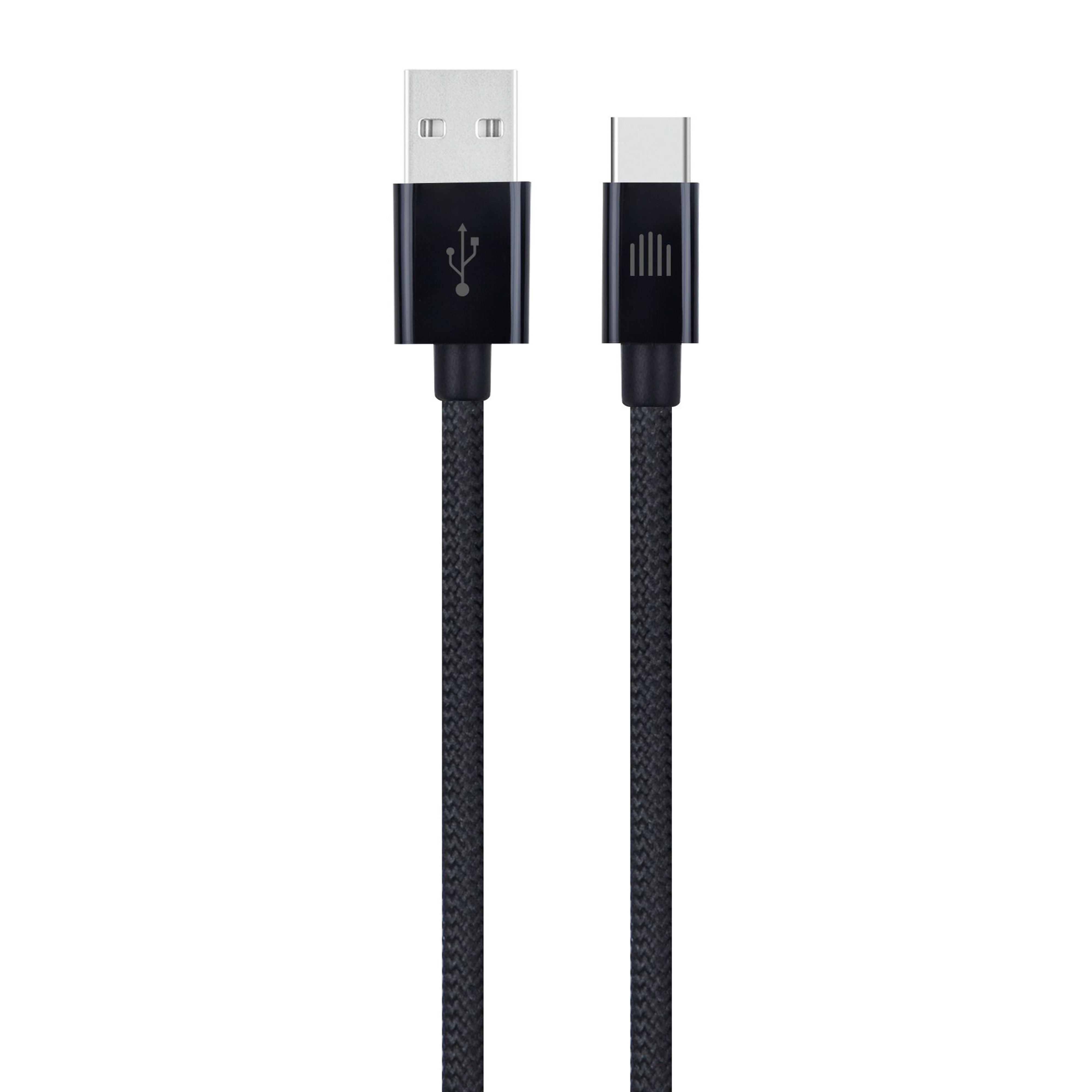 Cablu Dviced USB-A la USB-C 1.25m, Textile Nylon, Negru