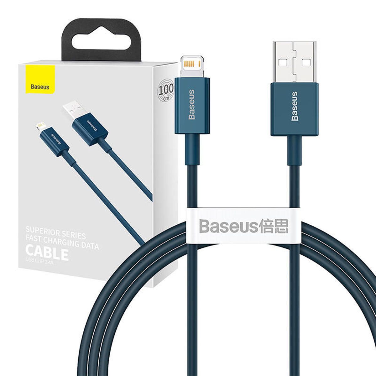 Cablu USB cu fulger de bază Superior Series, 2.4A, 1m (niebieski)
