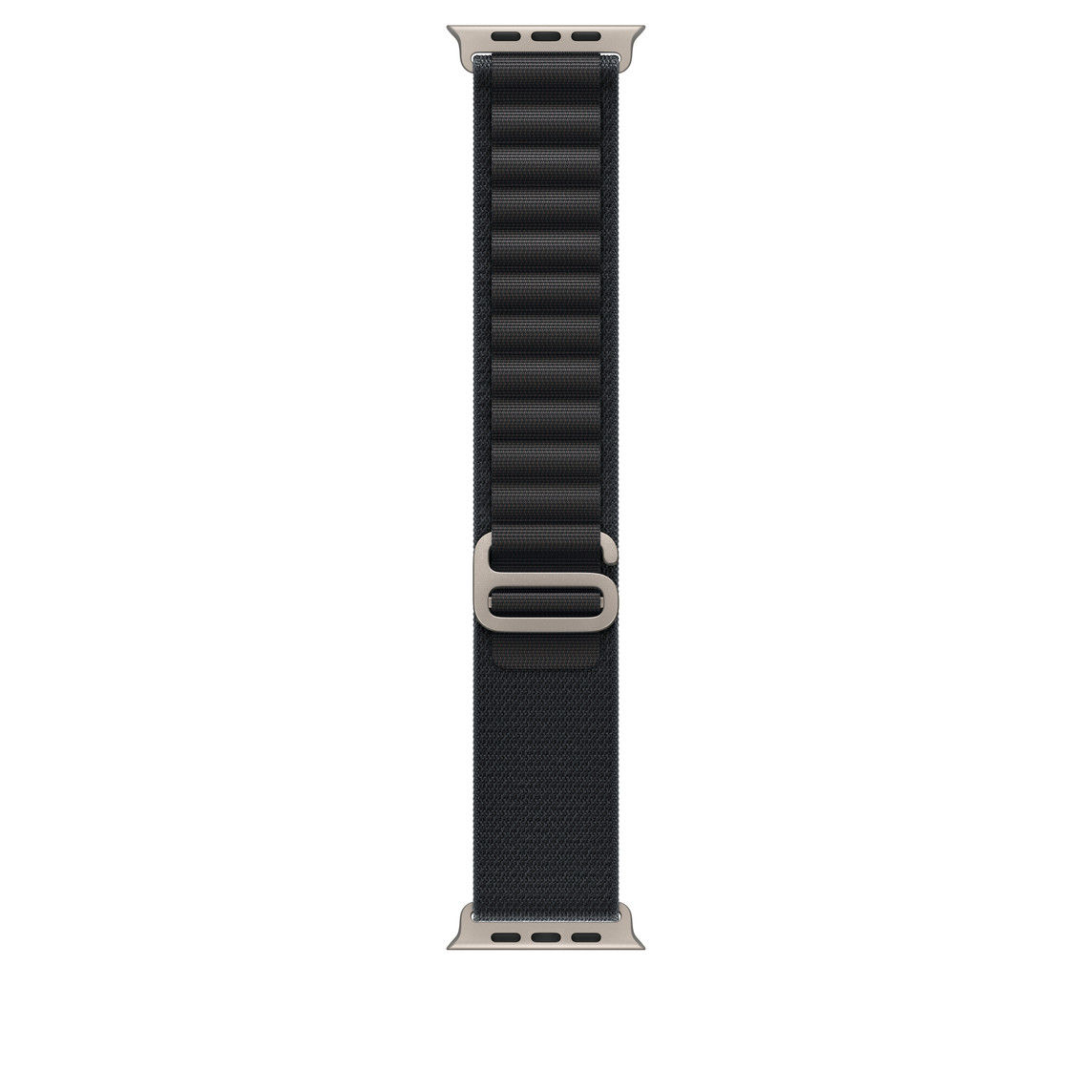 Curea Apple Watch 49mm Alpine Loop, Black, Medium, finisaj Natural Titanium