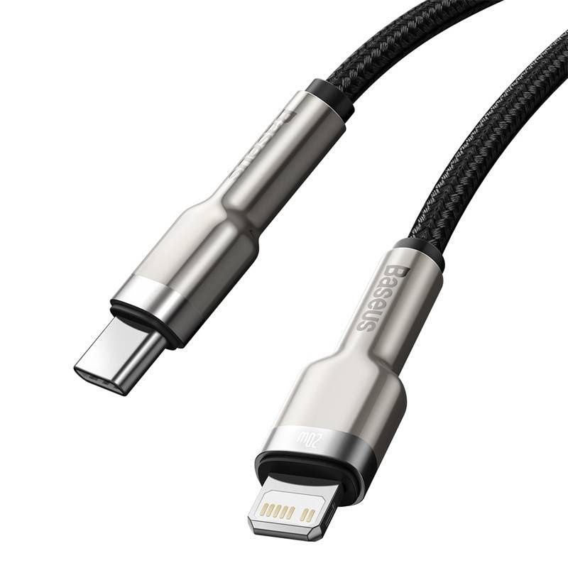 Miniatură: Cablu USB-C pentru Lightning Baseus Cafule, PD, 20W, 0,25m (negru)