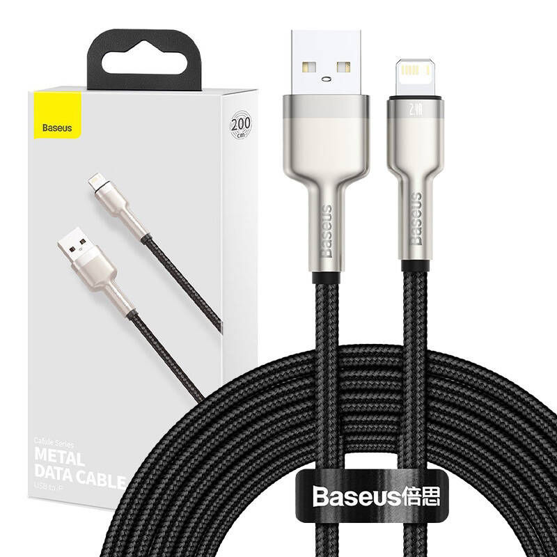 Miniatură: Cablu USB pentru Lightning Baseus Cafule, 2,4A, 2m (negru)