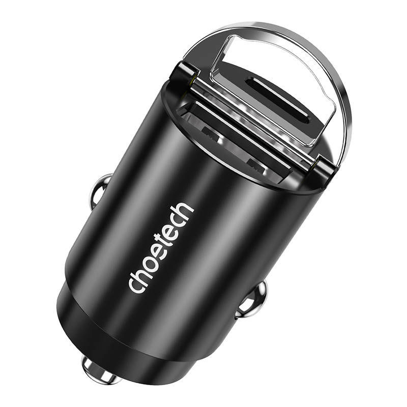 Indexkép: Choetech TC0006 încărcător auto 1x USB-A, 1x USB-C 30W PD 3.0 (negru)