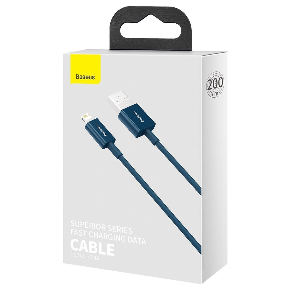 Indexkép: Cablu USB cu fulger de bază Superior Series, 2.4A, 2m (niebieski)