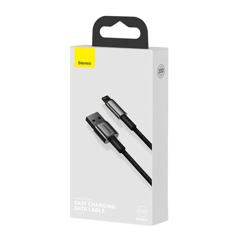 Indexkép: Cablu încărcare Baseus Tungsten Gold, USB la iPhone, 2.4A, 2m (negru)