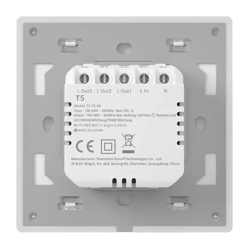 Miniatură: Comutator de perete tactil Wi-Fi inteligent Sonoff TX T5 4C (4 canale)