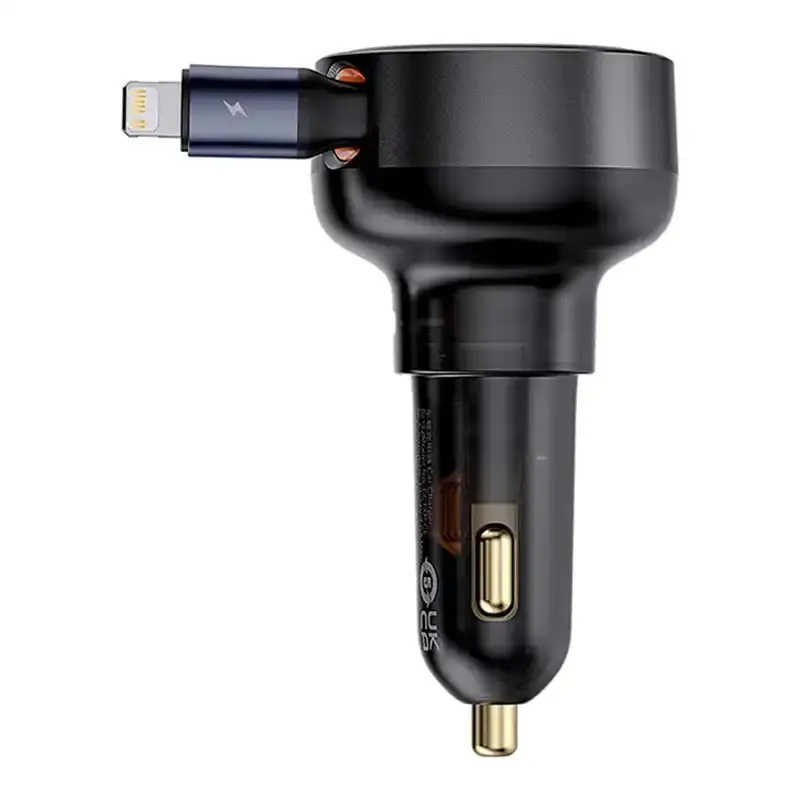 Miniatură: Încărcător de mașină Baseus Enjoyment Pro cu cablu Lightning + USB-C, 55W