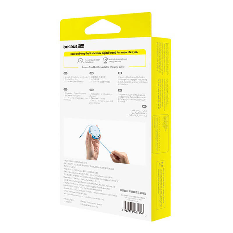 Miniatură: Cablu USB Baseus Free2Pull USB-C la iP 20W 1m (albastru)