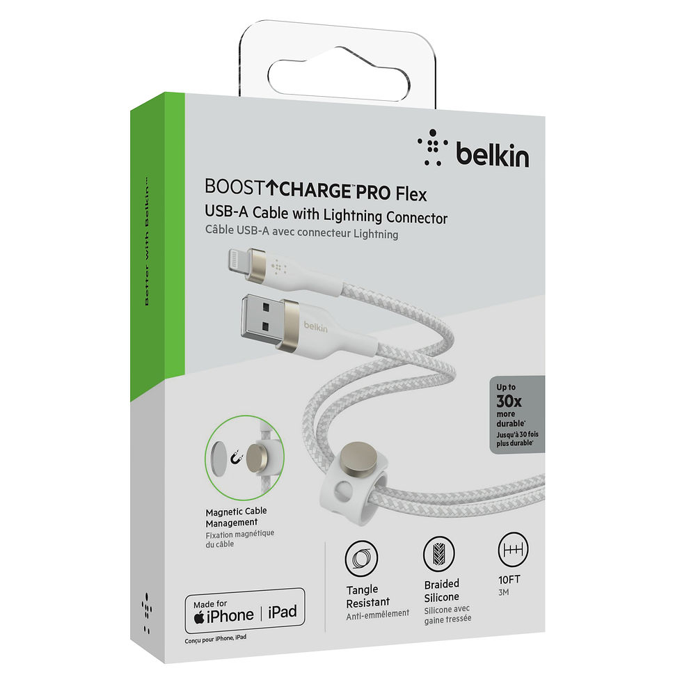 Indexkép: Cablu Belkin BOOST CHARGE PRO USB-A la LTG, 3m, Silicon Împletit