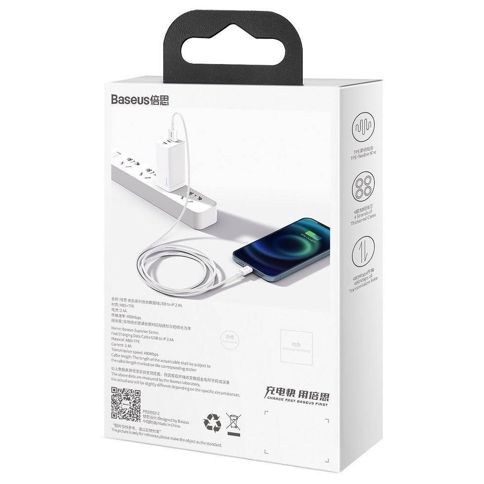Indexkép: Cablu USB cu fulger de bază Superior Series, 2.4A, 2m (biały)