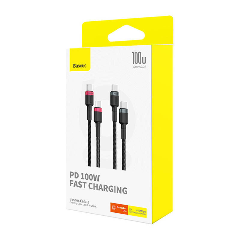 Indexkép: Cablu Baseus Cafule USB-C la USB-C 100W, 1m, 2psc (roșu negru, gri negru)