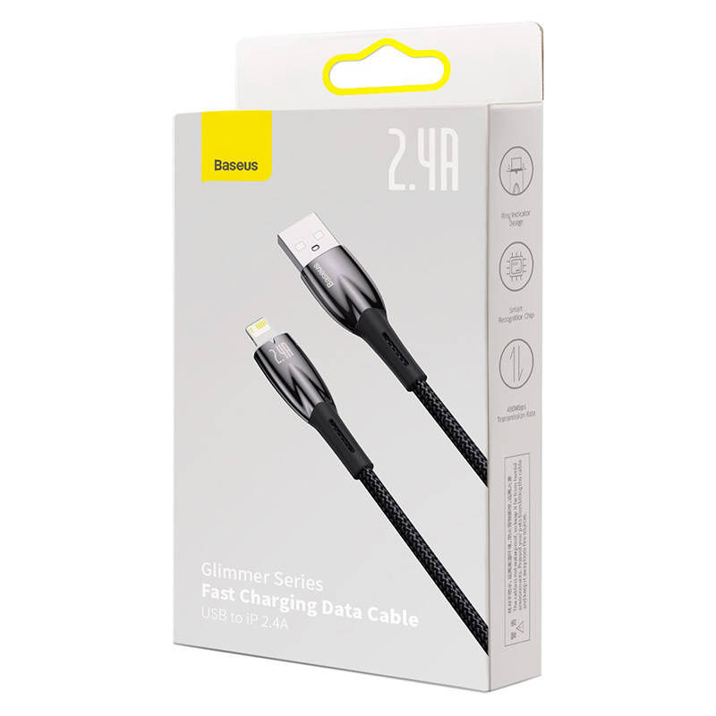 Miniatură: Cablu USB pentru Lightning Baseus Glimmer Series, 2,4A, 1m (negru)