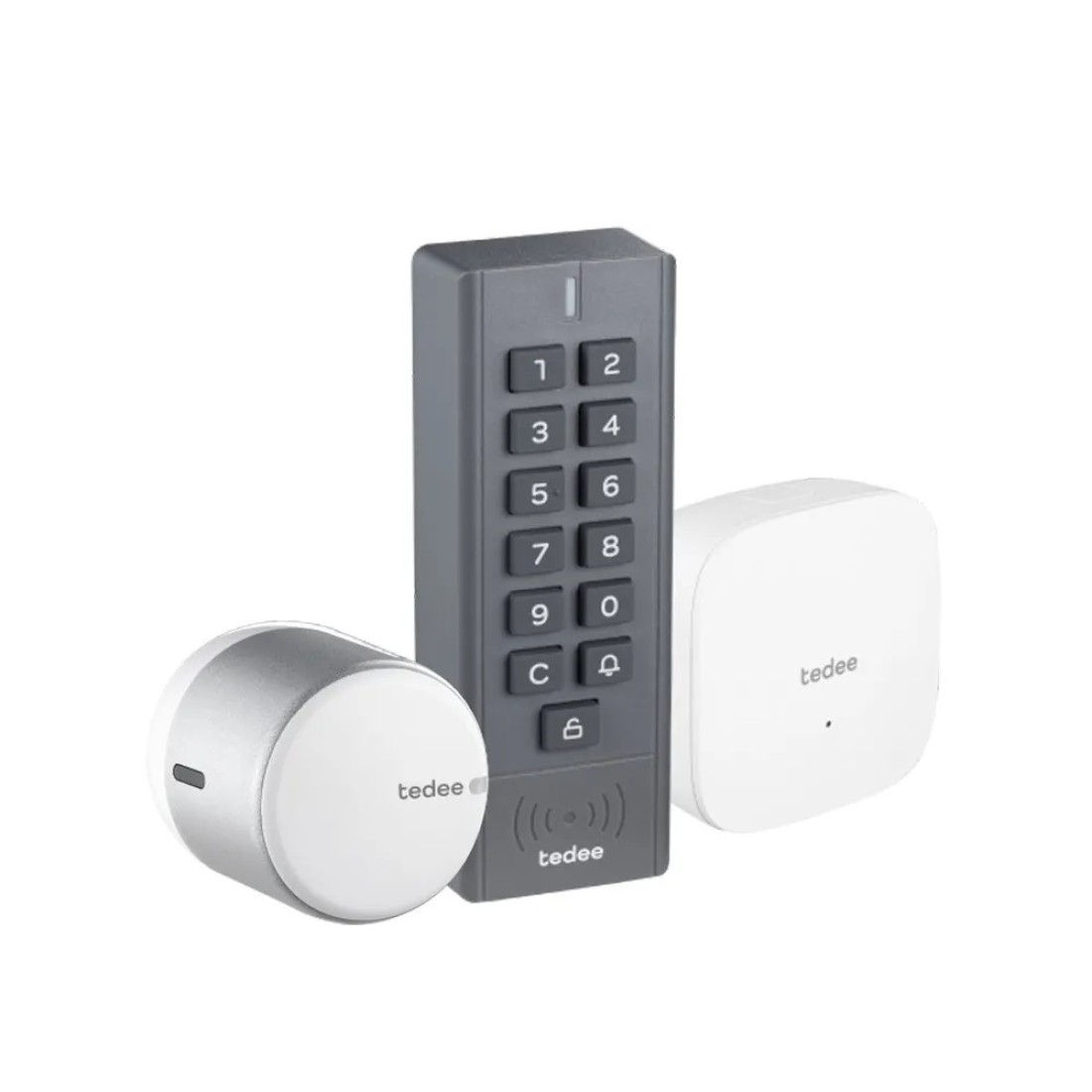 Πακέτο Έξυπνης Κλειδαριάς Tedee GO Ασημί + Πληκτρολόγιο + Bridge