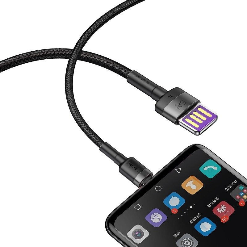 Indexkép: USB la USB-C Baseus Cafule Huawei SuperCharge cablu, QC 3.0, 5A 1m (negru/gri)