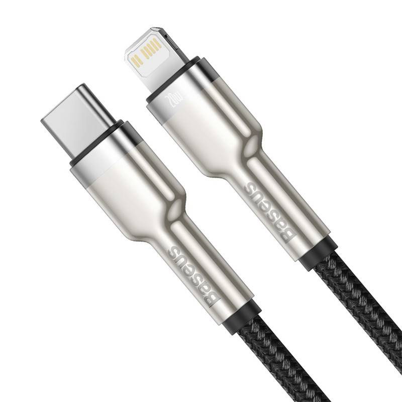 Miniatură: Cablu USB-C pentru Lightning Baseus Cafule, PD, 20W, 0,25m (negru)