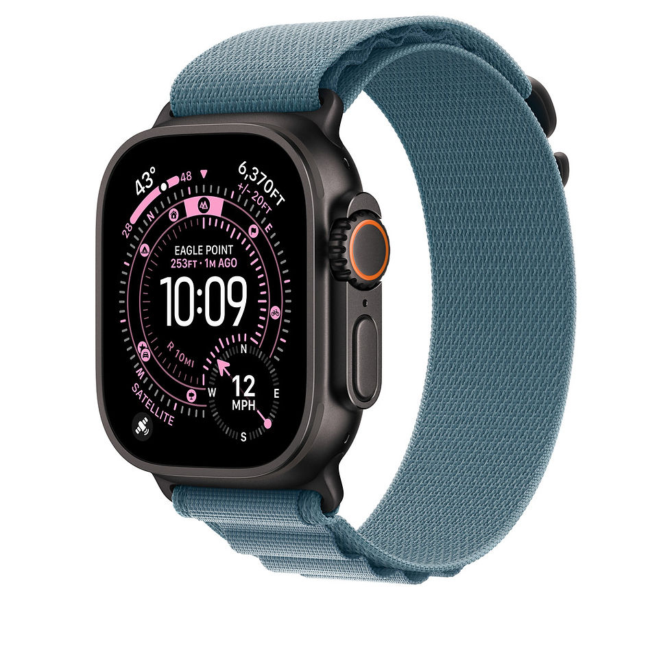 Miniatură: Curea Apple Watch 49mm Alpine Loop, Light Blue, Large, finisaj Black Titanium