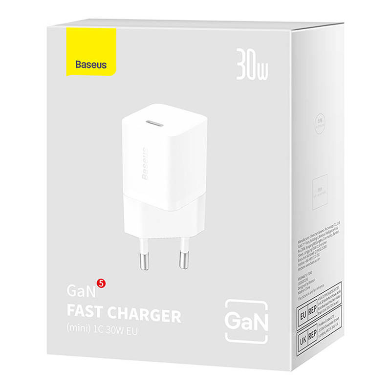 Indexkép: Mini încărcător de perete Baseus GaN5 30W (alb)