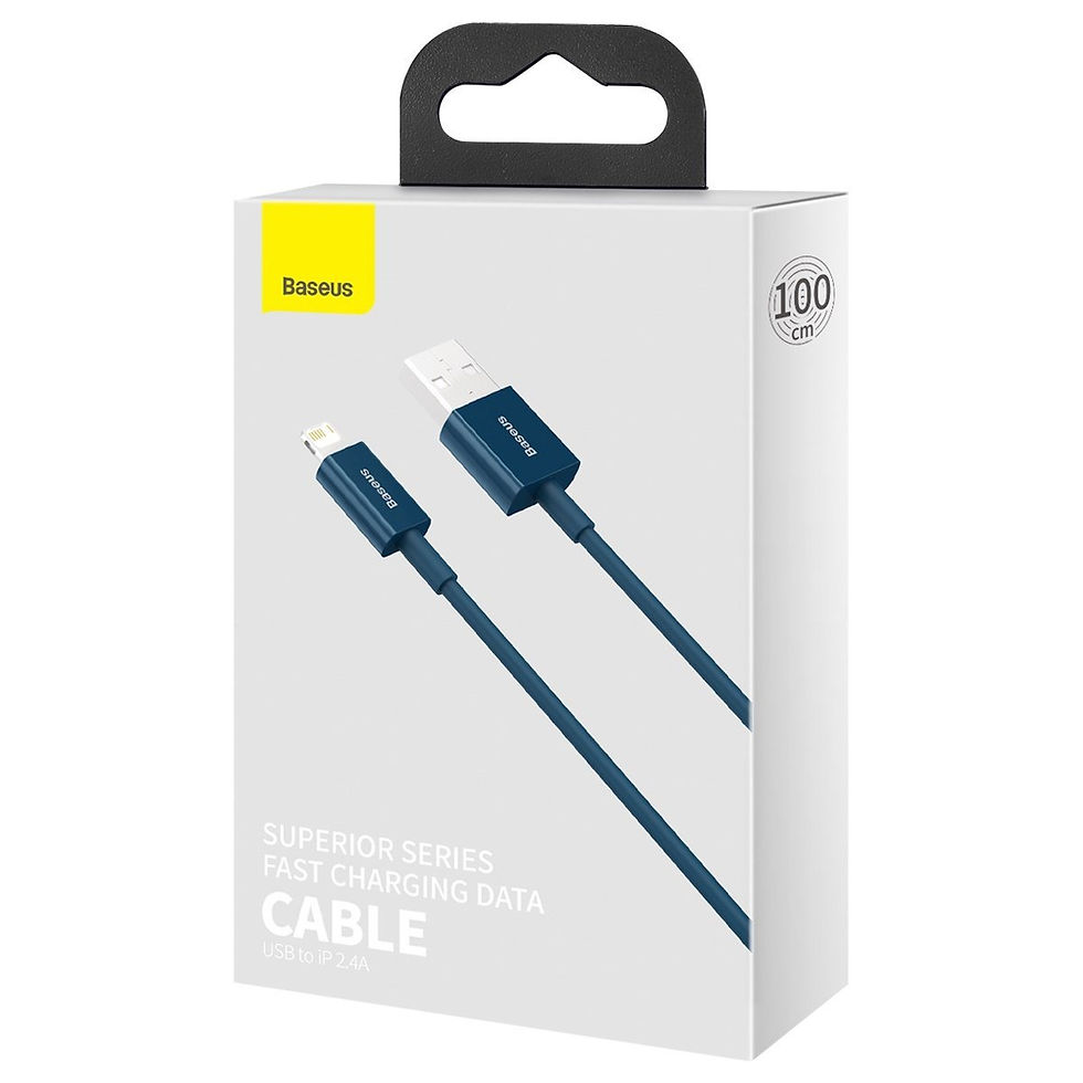 Indexkép: Cablu USB cu fulger de bază Superior Series, 2.4A, 1m (niebieski)